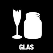 Piktogram Glas 15x15 cm Konturskåret Hvid