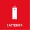 Piktogram Batterier 12x12 cm Magnetisk Rød