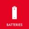 Piktogram Batteries 12x12 cm Magnetisk Rød