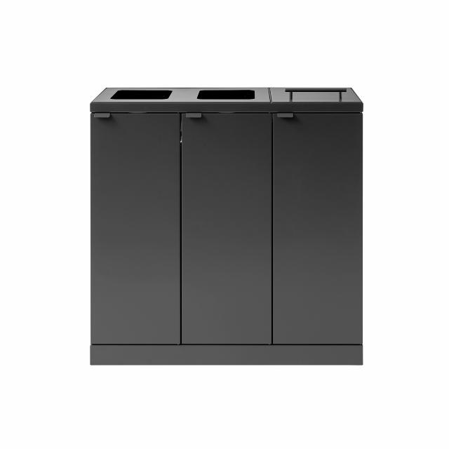 Bica Model 873 Avfallssortering 3x65 liter Løftelokk/åpne innkast Antrasitt