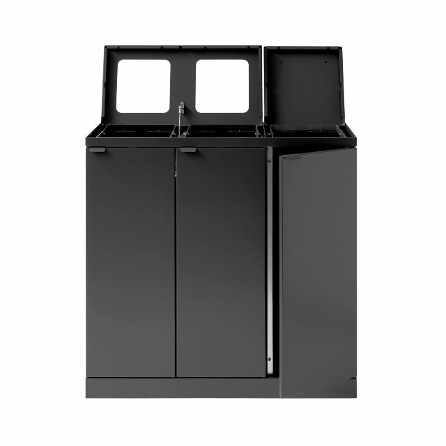 Bica Model 873 Avfallssortering 3x65 liter Løftelokk/åpne innkast Antrasitt