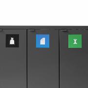 Bica Model 875 Avfallssortering 3x65 liter Løftelokk/formede innkast Antrasitt