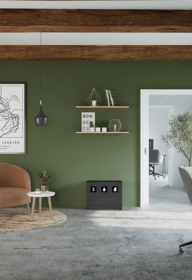 Bica Model 830 Avfallssortering 3x10 liter Åpne innkast Antrasitt