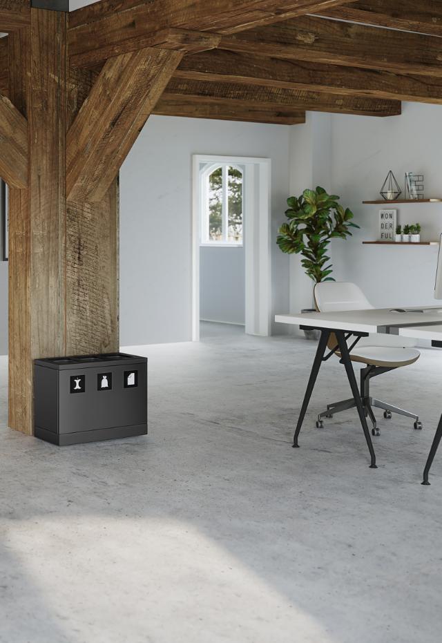 Bica Model 830 Avfallssortering 3x10 liter Åpne innkast Antrasitt