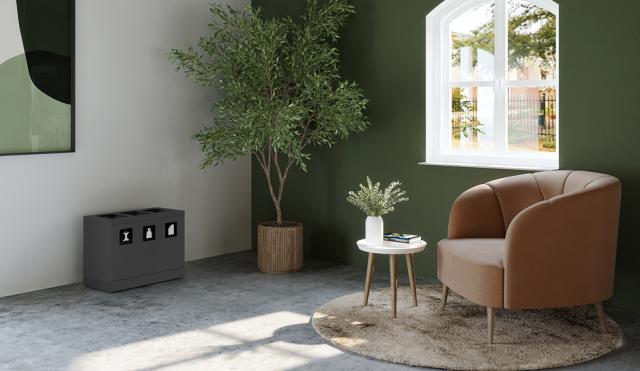 Bica Model 830 Avfallssortering 3x10 liter Åpne innkast Antrasitt