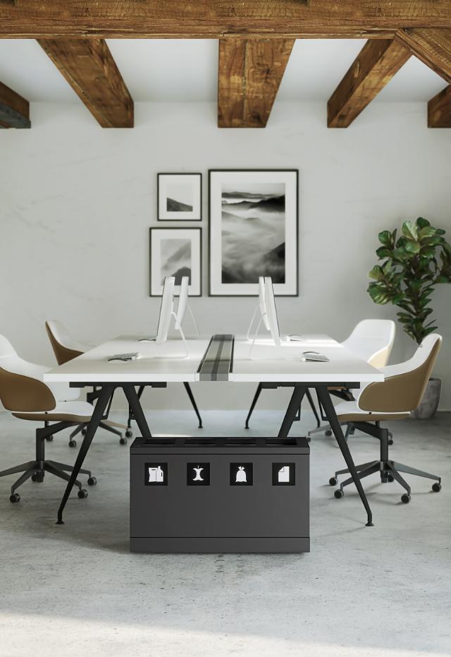 Bica Model 831 Avfallssortering 4x10 liter Åpne innkast Antrasitt