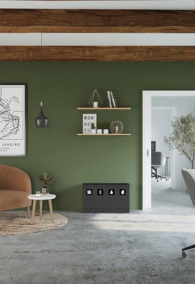 Bica Model 831 Avfallssortering 4x10 liter Åpne innkast Antrasitt