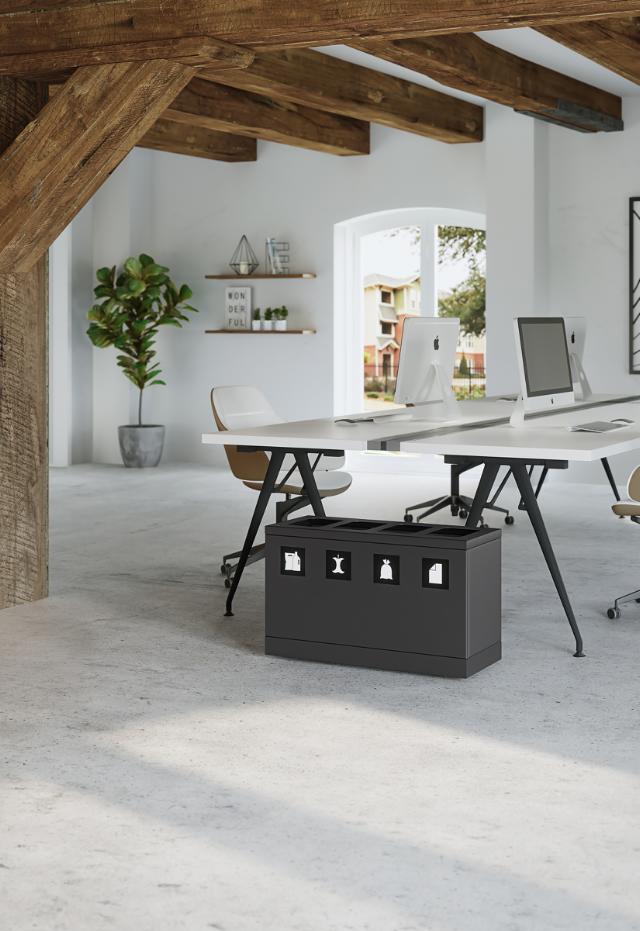 Bica Model 831 Avfallssortering 4x10 liter Åpne innkast Antrasitt