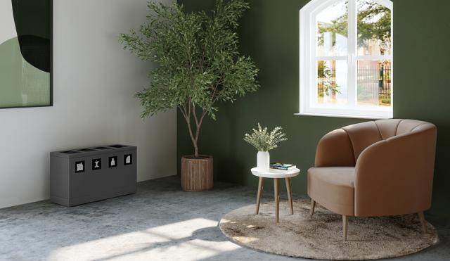 Bica Model 831 Avfallssortering 4x10 liter Åpne innkast Antrasitt