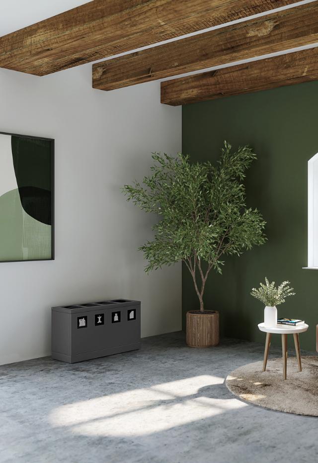 Bica Model 831 Avfallssortering 4x10 liter Åpne innkast Antrasitt