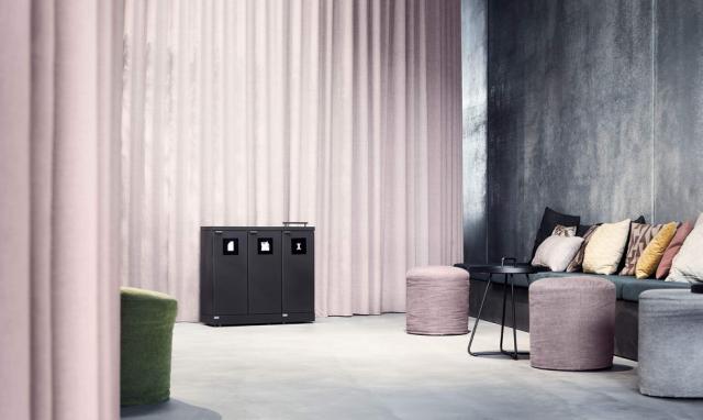 Bica Model 887 Avfallssortering 3x45 liter Løftelokk/åpen innkast Antrasitt