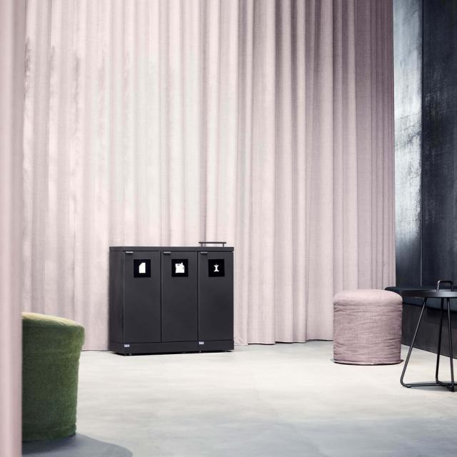 Bica Model 887 Avfallssortering 3x45 liter Løftelokk/åpen innkast Antrasitt