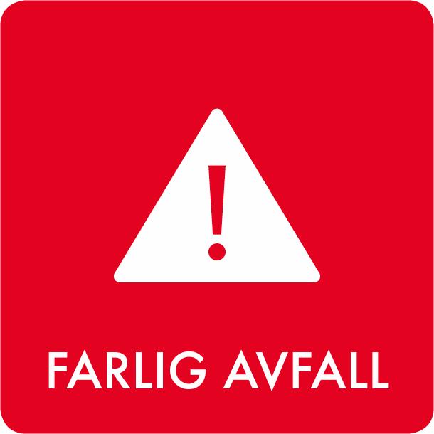 Piktogram Farlig avfall 12x12 cm Selvklebende Rød