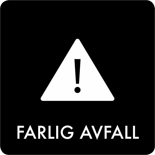 Piktogram Farlig avfall 12x12 cm Selvklebende Svart