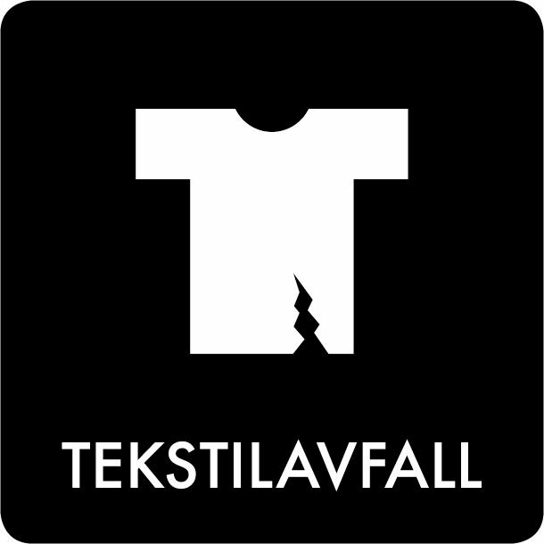 Piktogram Tekstilavfall 12x12 cm Selvklebende Svart