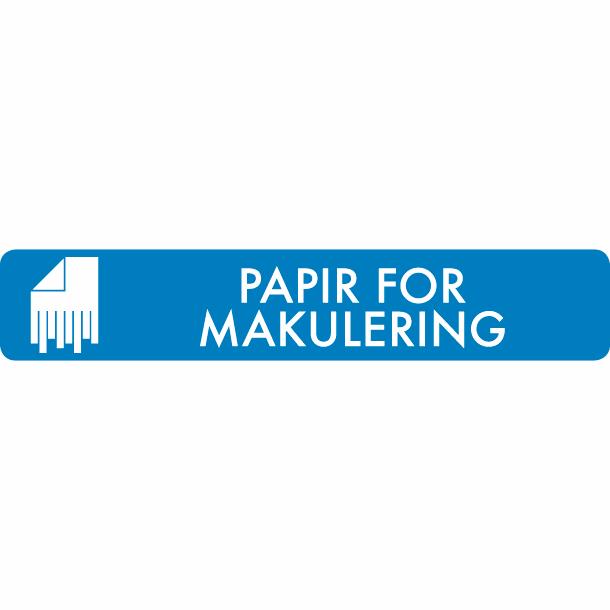 Piktogram Papir for makulering 16x3 cm Selvklebende Blå