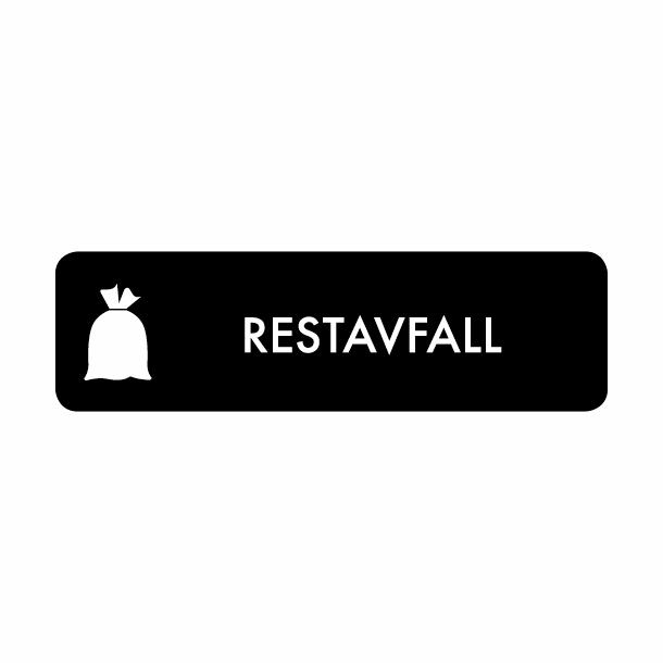 Piktogram Restavfall 10x3 cm Selvklebende Svart