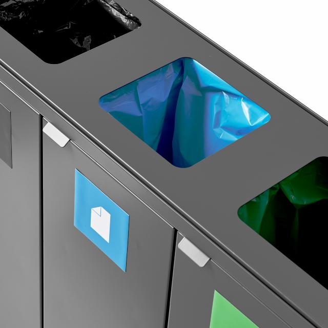 Bica Model 870 Avfallssortering 3x45 liter Åpne innkast Antrasitt