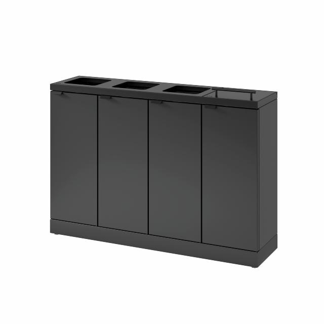 Bica Model 883 Avfallssortering 4x45 liter Løftelokk/åpne innkast Antrasitt