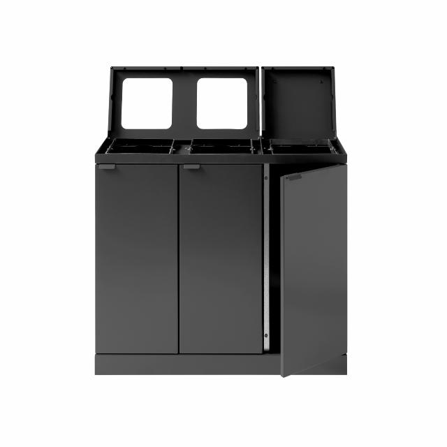 Bica Model 887 Avfallssortering 3x45 liter Løftelokk/åpen innkast Antrasitt