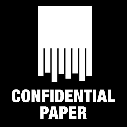 Piktogram Confidential paper 15x15 cm Kontursnitt Hvit