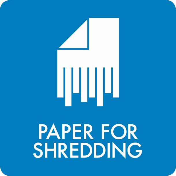 Piktogram Paper for shredding 12x12 cm Selvklebende Blå