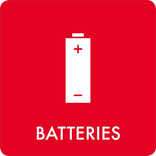Piktogram Batteries 12x12 cm Selvklebende Rød