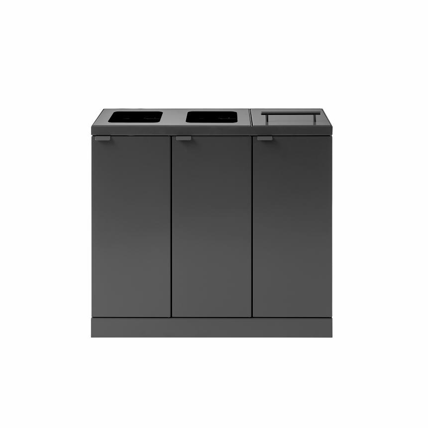 Bica Model 887 Avfallssortering 3x45 liter Løftelokk/åpen innkast Antrasitt